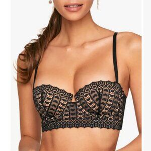 NWT Adore Me Nymphadora Contour Balconette Bra Heart-shaped Lace Underwire Black